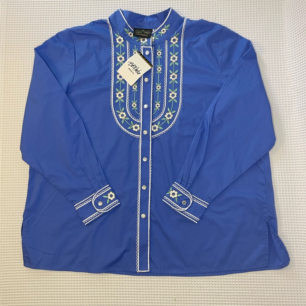 Vintage Bob Mackie Wearable Art Floral Embroidered Long Sleeve Button up NWT